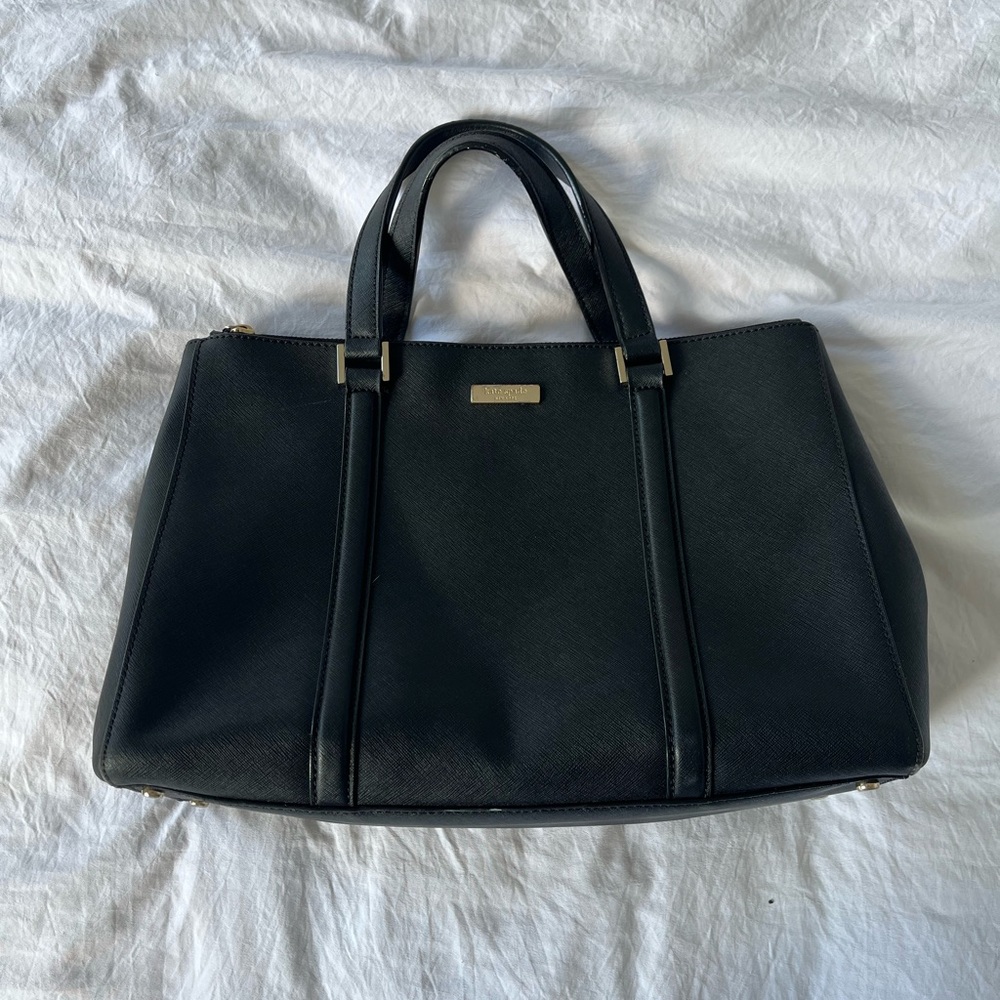 Black Structured Tote Bag by Kate Spade